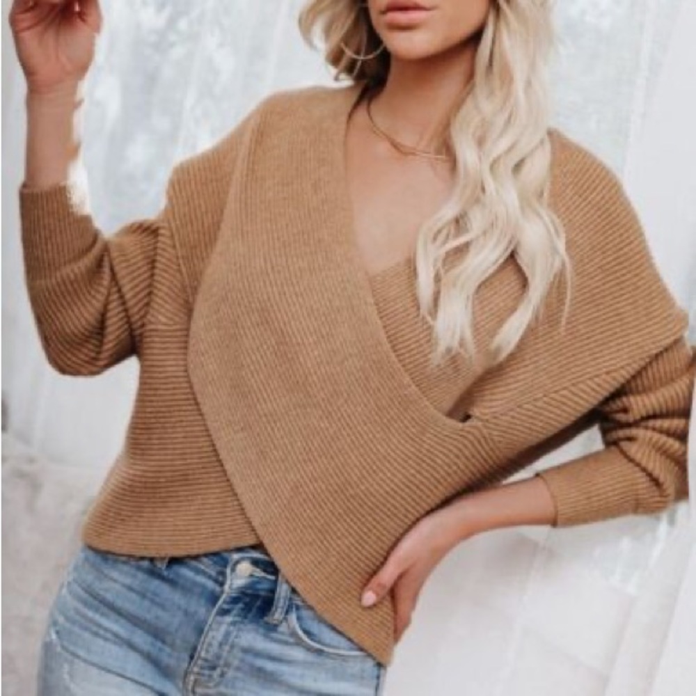 NWOT Lush Crossover Ribbed Sweater